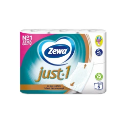 Снимка на Тоалетна хартия Zewa Just 1, петпластова, 6 броя, 5