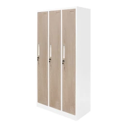 Снимка на Гардероб RFG, троен, метален, с 6 врати, 900 х 450 х 1850 mm, кехлибарен дъб и бяло